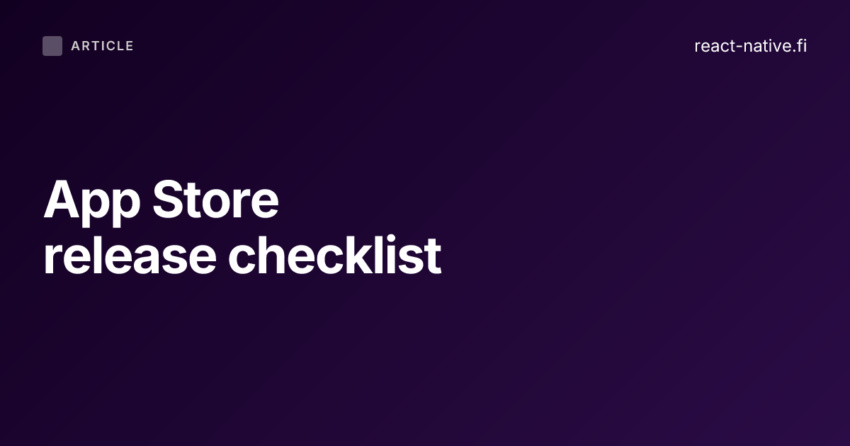 App Store release checklist